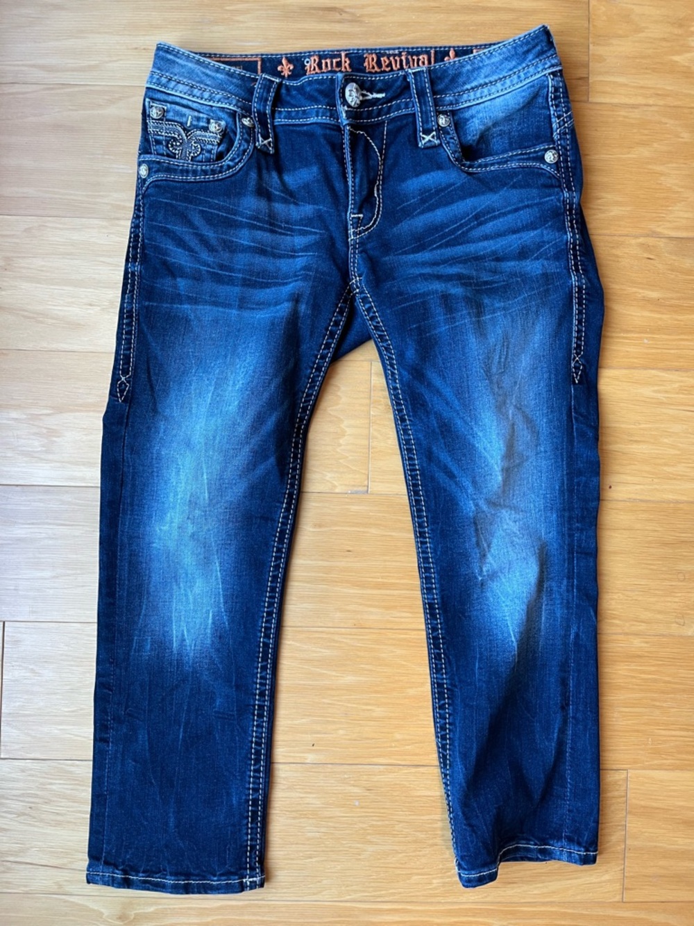 Rock Revival Women’s Indigo Blue Slim Straight Capri Jeans